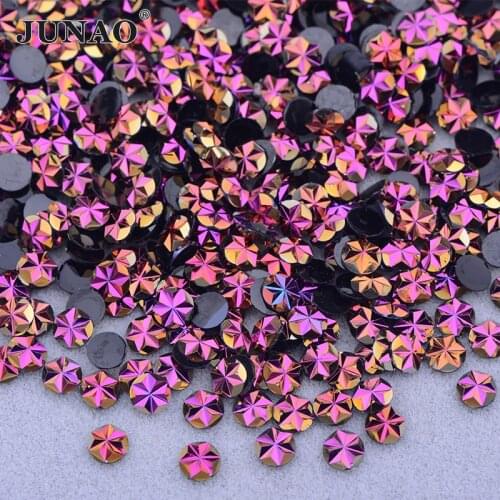 JUNAO Wholesale 30000pcs Gold Rose AB Crystal Flower Shape Flat Back Rhinestones Resin Strass Stones Nail Art Decoration