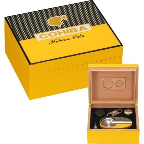 CONIBA Cigar Humidor Cedar Wood Humidor Box W/ Smoking Accessories Ashtray Hygrometer Humidifier Cutter For Cigars Box