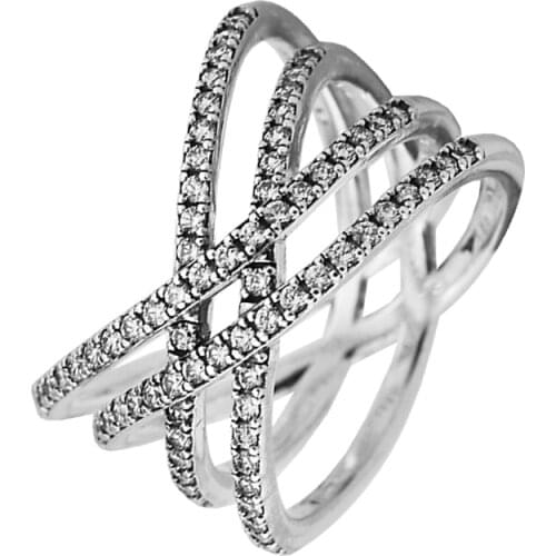 Cosmic Lines Ring with Clear CZ 00% 925 Sterling-Silver-Jewelry Free Shipping