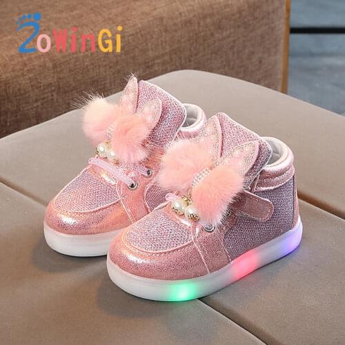 Size 21-30 Girls Lighting Shoes For Kids Luminous Training Shoes For Girl Cute Baby Led Light Sneakers trampki dla dziewczynki