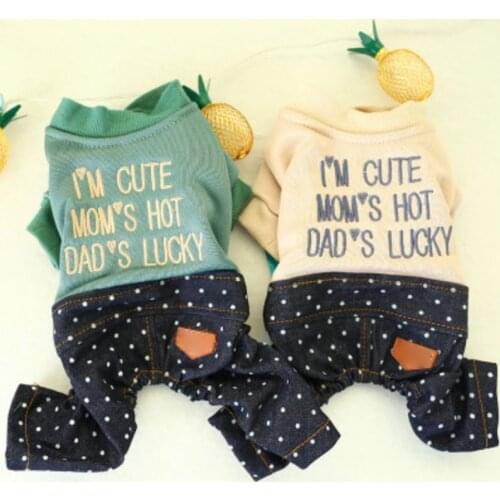 Cute Pet Pajamas Clothes For Dogs Costume Dog Jumpsuit Letter Printed Cat Coat Dogs Clothing 4-legged Costume Chihuahua