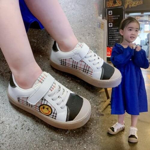2021 Autumn New Korean Lattice Children Velcro Canvas Shoes For Boys Girls Kindergarten Shoes Baby Toddler Soft Sole Sneakers