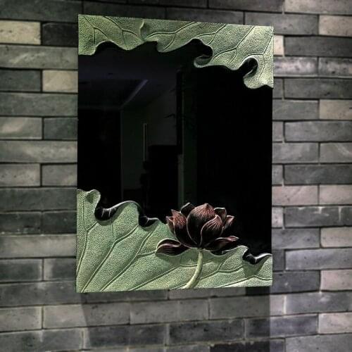 New Chinese Style Wash Basin Mirror Toilet Bedroom Bathroom Stickers Wall Hanging Creative Art Makeup Half-Length Mirror