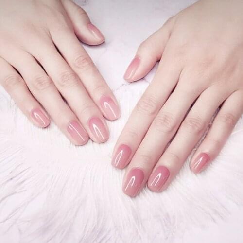 New Ins beautiful honey peach gradual pure color false nails Bride cute full nail tips lady decorated 24pcs fake nails pink