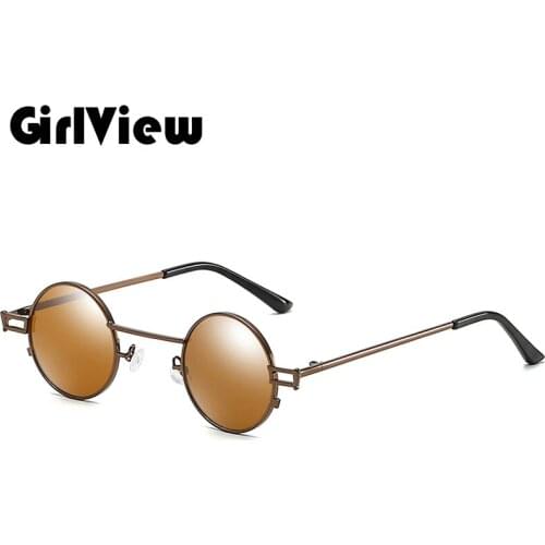 GirlView Round Shape Small Frame Steampunk Sunglasses Men Women Vintage Retro Sunglass Brand Design Mirror Lens Eyeglasses UV400