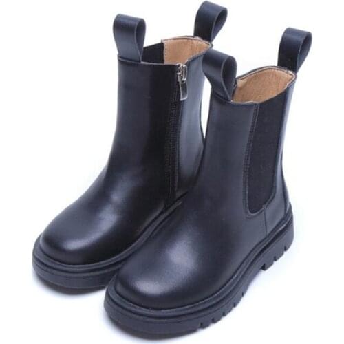 2021 Autumn New British Style Martin Boots Girls Real Leather Shoes Chelsea Short Boots Children High-top Boot