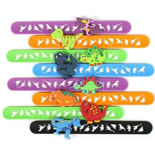 Q1QD Dinosaur Slap Bracelets for Boys Girls Chirsmas Birthday Gifts Carnival Prizes Funny Interesting Circle Wrist Decoration