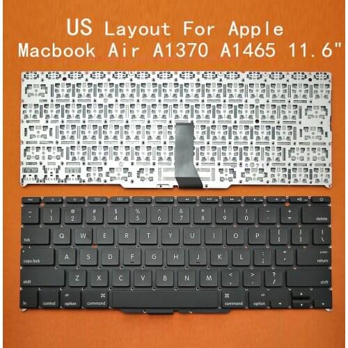 US Layout New Replacement Keyboard For Apple Macbook Air A1370 A1465 11.6" Laptop Notebook Black No Frame