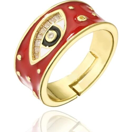 Wide Enamel Open Adjusted Finger Ring Colorful Candy Color Cute Lucky Eyes Neon Rings For Women Fashion Copper Jewelry