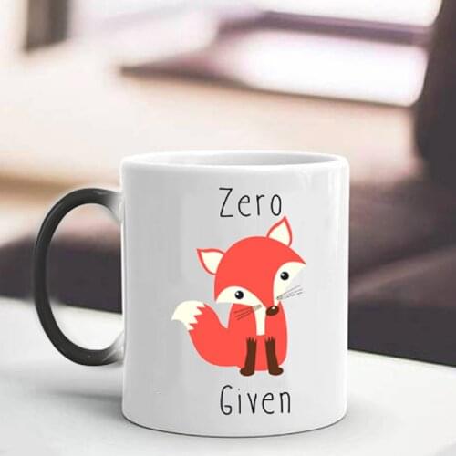 Cute zero fox given coffee mugs cup heat sensitive magic changing color mug moring milk mugs cup office tea mug gift