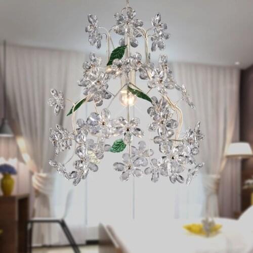 Modern crystal flowers blooming brocade retro pendant light restaurant bar dining room hanging light