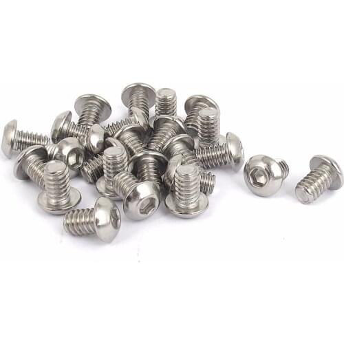 UXCELL 25pcs 1/4"-20x3/8" Stainless Steel Hex Socket Button Head Bolts Screws Silver Tone High Quality