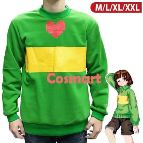 [STOCK]Hot Game Undertale Figure Chara Green Pullover Fleece Top M-2XL Halloween Cosplay Costumes Unisex