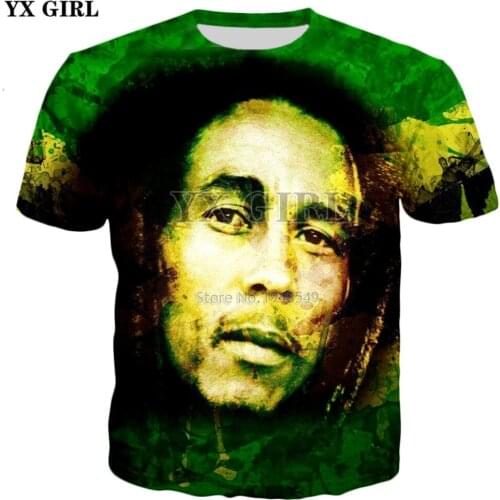 YX GIRL 2018 summer New Fashion T-shirt Reggae Hip hop tshirt Bob Marley characters Print 3d Mens Womens Casual Cool t shirt