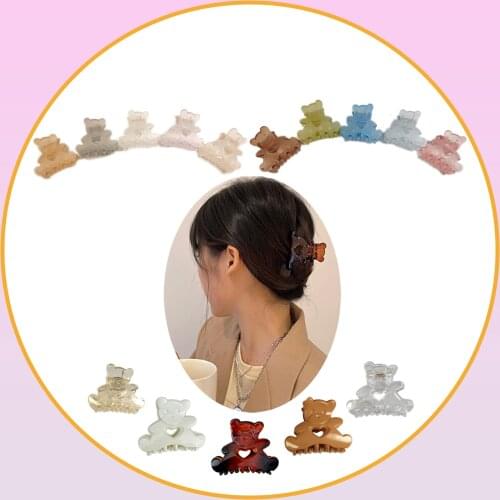 Transparent matte Candy Color Bear Hair Claw Clip Kawaii Girl Heart Cartoon Hairpin Korea New Lovely Sweet Hair Accessories