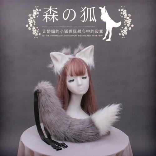 Sexy Woman Lovely Lolita Cat Fox Headband Tail Headdress Plush Ears Tail Anime Cosplay Props Cat Ears Hair Accessories Tail Set