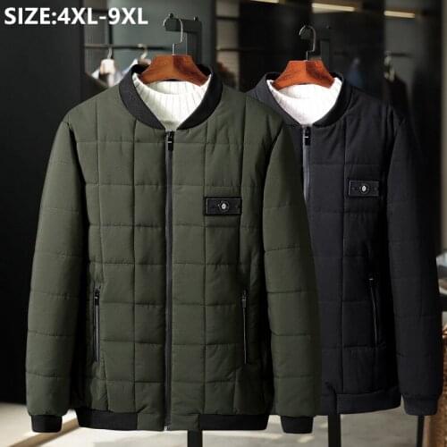 Winter Coat Thick Parka Bomber Men 9XL Wadded Loose Army Green Jacket Plus Size Oversized 7XL 8XL Warm Male Big Black Clothes