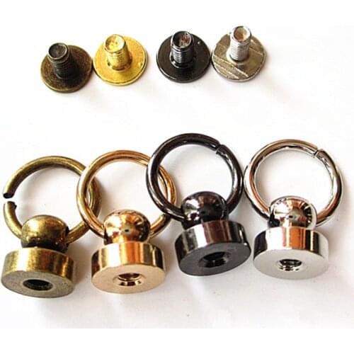 10pcs Metal Ball Post With O Ring Studs Rivets Nail Screwback Round Head Spots Spikes Leather Craft