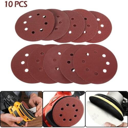 10pcs 125mm 5" Hook Loop Sanding Discs 8 Hole Sandpaper Pads Set 40-3000Grit Sander Disc Abrasive Polishing Tools