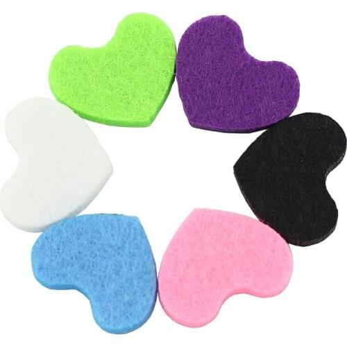 100PCS Colorful Felt Pads for 30mm Peach Heart Aromatherapy Perfume Locket Pendant Essential Oil Diffuser Pendant