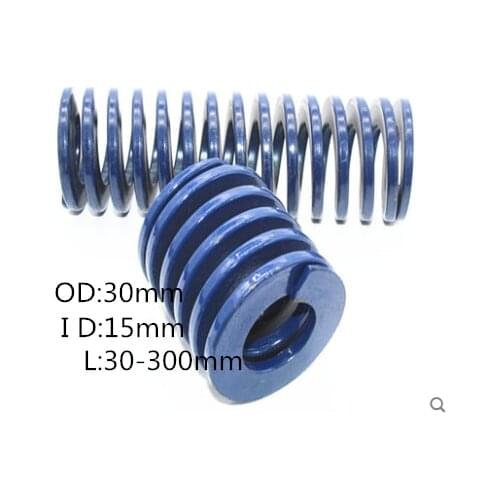 2Pcs Blue Load Spiral Stamping Compression Die Spring Outer Diameter 30mm Inner Diameter 15mm Length30-300mm