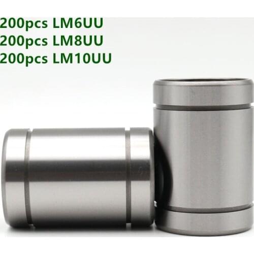 200pcs each LM6UU / LM8UU / LM10UU linear motion ball bearing bushing for cnc router 6mm 8mm 10mm