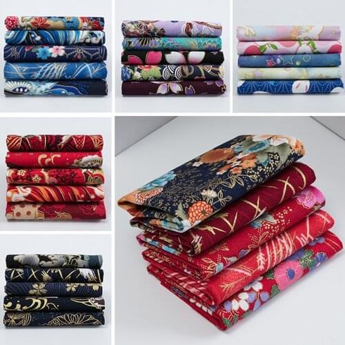 5pcs Japanese Style DIY Printed Cotton Fabric Cloth Sewing Quilting Fabrics for Patchwork Needlework Handmade Accessories