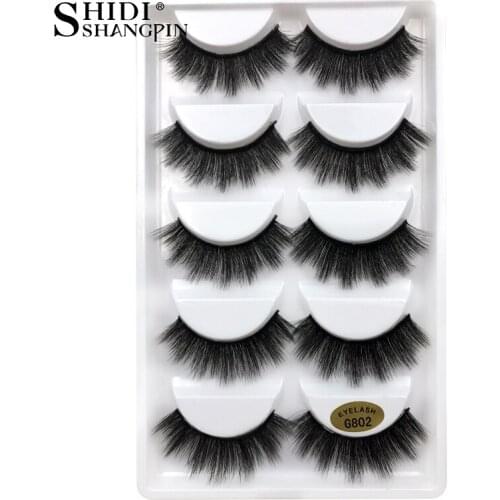 SHIDISHANGPIN 50 pairs natural long false eyelashes fluffy 3d mink lashes make up 100% cruelty free fake eyelash faux cils G802