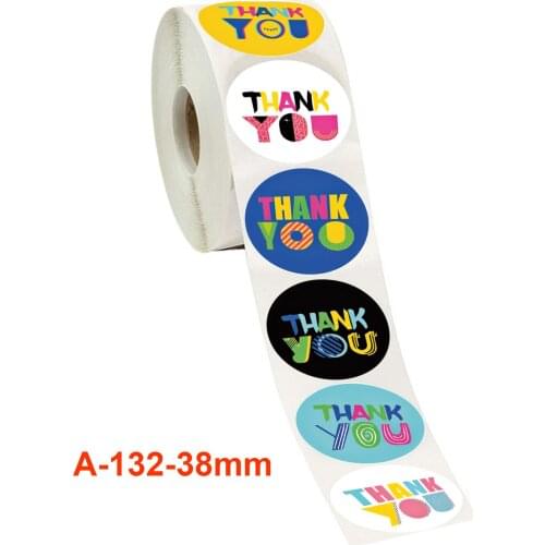 500pcs/roll cute Cartoon Stickers 1.5inch Thank You diy Scrapbooking for Handmade Gift decoration Labels Kids Reward Sticker