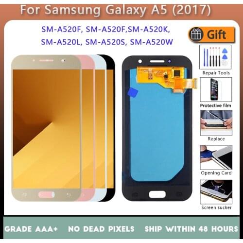 AMOLED for SAMSUNG Galaxy A5 2017 A520F, A520F, A520K, LCD Display Touch Screen Digitizer Assembly Replacement 100% Testing