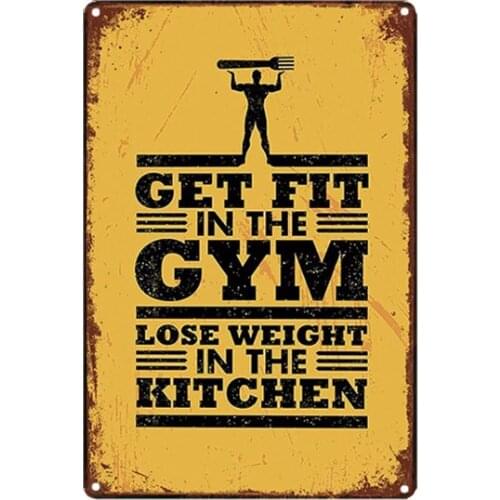 Art|Get Fit in The Gym for Gym Retro Metal Tin Sign Plaque Poster Wall Decor Art Shabby Chic Gift Suitable for Indoor/Outdoor