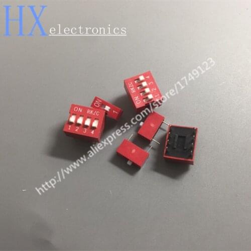 Free shipping 10PCS DIP switch Red 2.54mm Pitch 2 Row DIP Toggle switches 1p 2p 3p 4p 5p 6p 8p 9p 10p