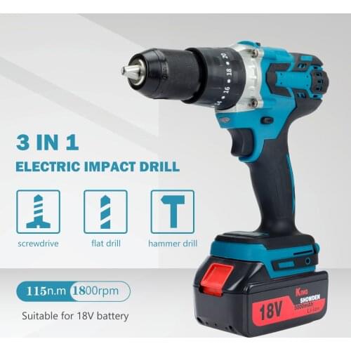 1/2 Inch 13mm Cordless Electric Screwdriver Ice Drill For Fishing 115NM Brushless Impact Drill For Makita 18V Lithium Battery