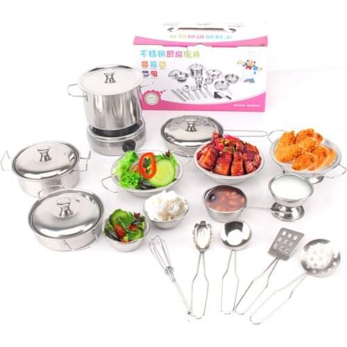 Stainless steel childrens play house anti-fall cooking mini kitchen simulation toy set boy and girl toy