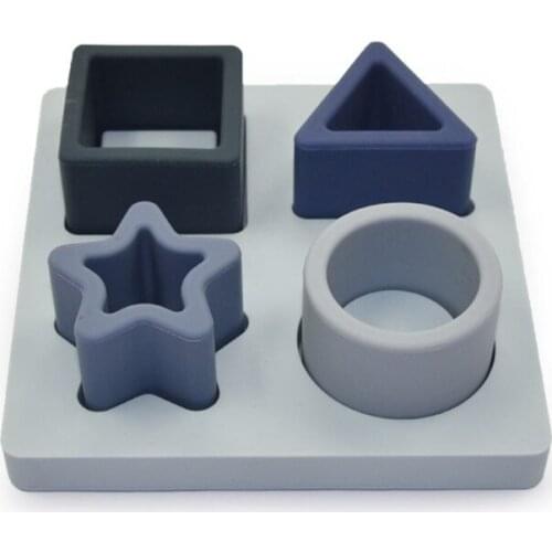 Baby Stacking Building Blocks Silicone Teething Squeezing Shape Sorter Puzzle Montessori Sensory Toys for Babies Toddler