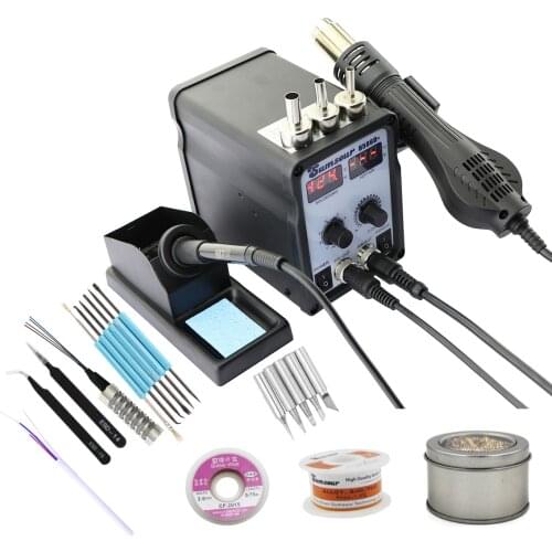 New 8586D+110/220V 750W 2 In 1 Thermostat Dual Digital Display Electric Soldering Iron Hot Air Gun Rework Station Tool Set