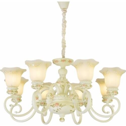 European Style Retro 3/6/8/12 Heads Iron Resin Glass Chandelier Lamp Living Room Dining Room Bedroom Villa Hotel Clubhouse Light
