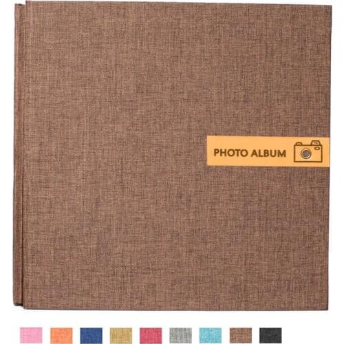16-inch 20 Pages Self Adhesive Photo Album DIY Scrapbook Rustic Linen Cloth Cover Personalise Album for Wedding Memory Album