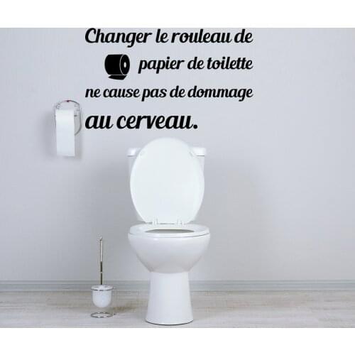 French Change Toilet Paper Roll Wall Sticker Bathroom WC Lav Words Wall Decal Shower Vinyl Decor