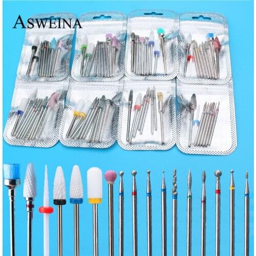 10pcs/Set Milling Cutter Nail Drill Bit Electric Manicure Drills Files For Pedicure Machine Burr Nail Equipment Accessories