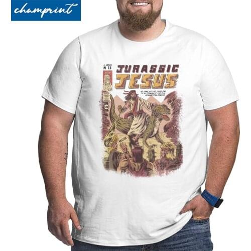 Jurassic Jesus Tee Shirt Japan Anime Manga Monster Retro Games T-Shirt Men Big Tall T Shirt Oversized 4XL 5XL 6XL Clothing