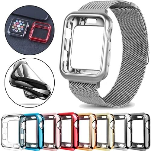 New Electroplating shiny silicone soft cover bumper For Apple Watch 6 SE 4 5 40MM 44MM Ultra-thin Case For Watch 3 2 1 38MM 42MM
