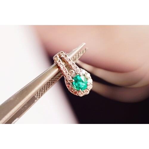 JHY Solid 18K Gold Carousel Nature Green Emerald Gemstones 4.4mm Pendants Necklaces for Women Fine Jewelry for Women Gifts