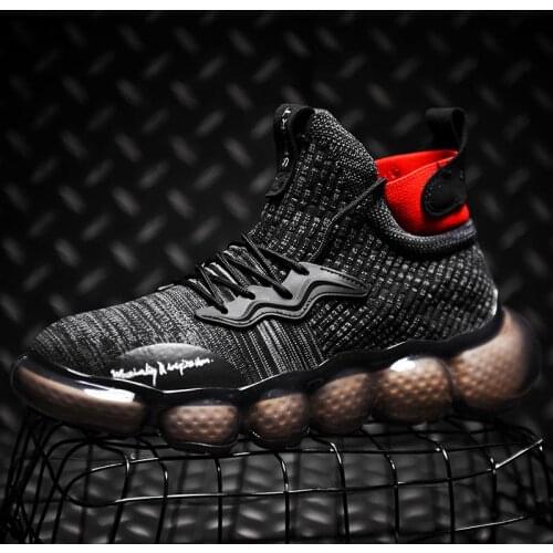 Summer High Top Rubber Hard-wearing Men Sneakers Mens Running Shoes Sport Men Sports Shoes Man Black Knit Socks GMB-0463