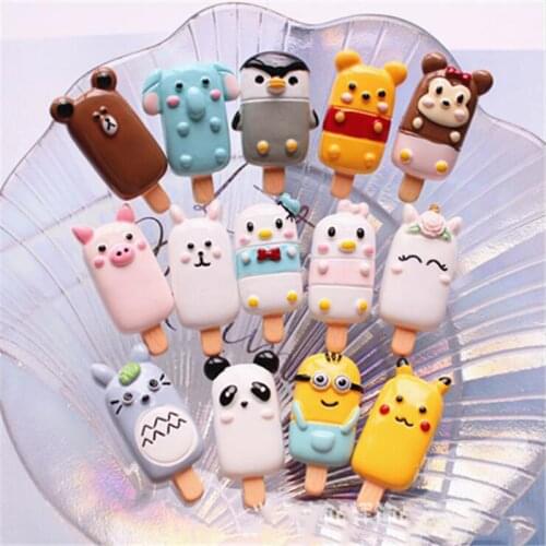 14pcs Miniature Doll House Mini Cute Cartoon ice cream Popsicle Pretend Food For blyth Barbies 1/6 Doll Kitchen Toys