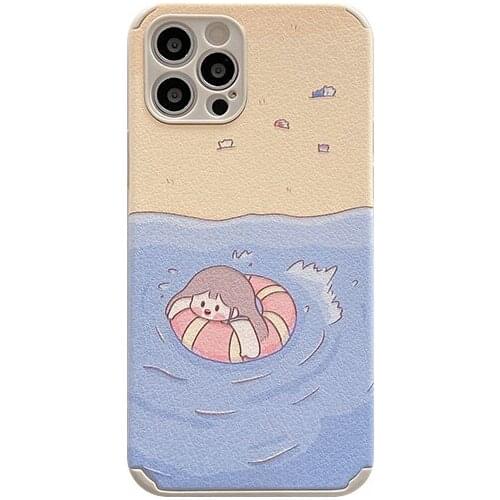 Cartoon Swimming Girl Case for iPhone 12 Pro Max Back Phone Cover for 12 Mini 11Pro Max X XS XR 6 8 7 Plus SE 2020 Capa