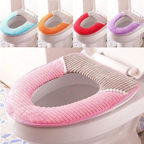 NEW Warmer Fleece Winter Toilet Seat Cover Waterproof Thick Soft Comfortable Potty Seats Case