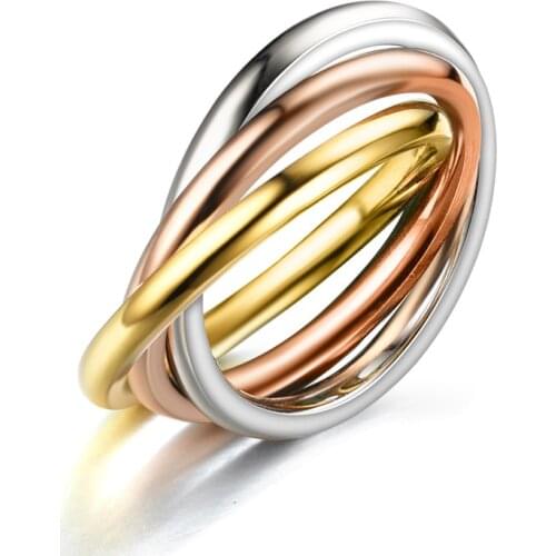 Triple Interlocked Engagement Rings for Women Stainless Steel Three-in-one Promise Gift for Her Valentines Day