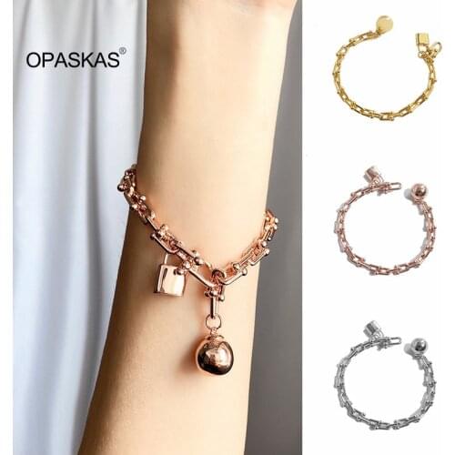 Copper Plated Single Circle Bracelet Personalized Hanging Ball Lock Bangle Charming jewellery Gift for Women and Girls PT