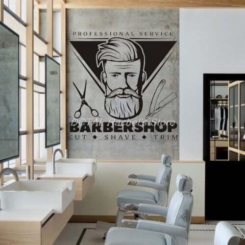 Haircuts and Shaves Hair Salon Barbershop Sticker Hairdresser Wall Decor Haircut Tools Wall Art Cosmetic for Hair Stylists Decal